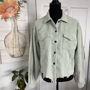 POL Sage Green Corduroy Jean Jacket
